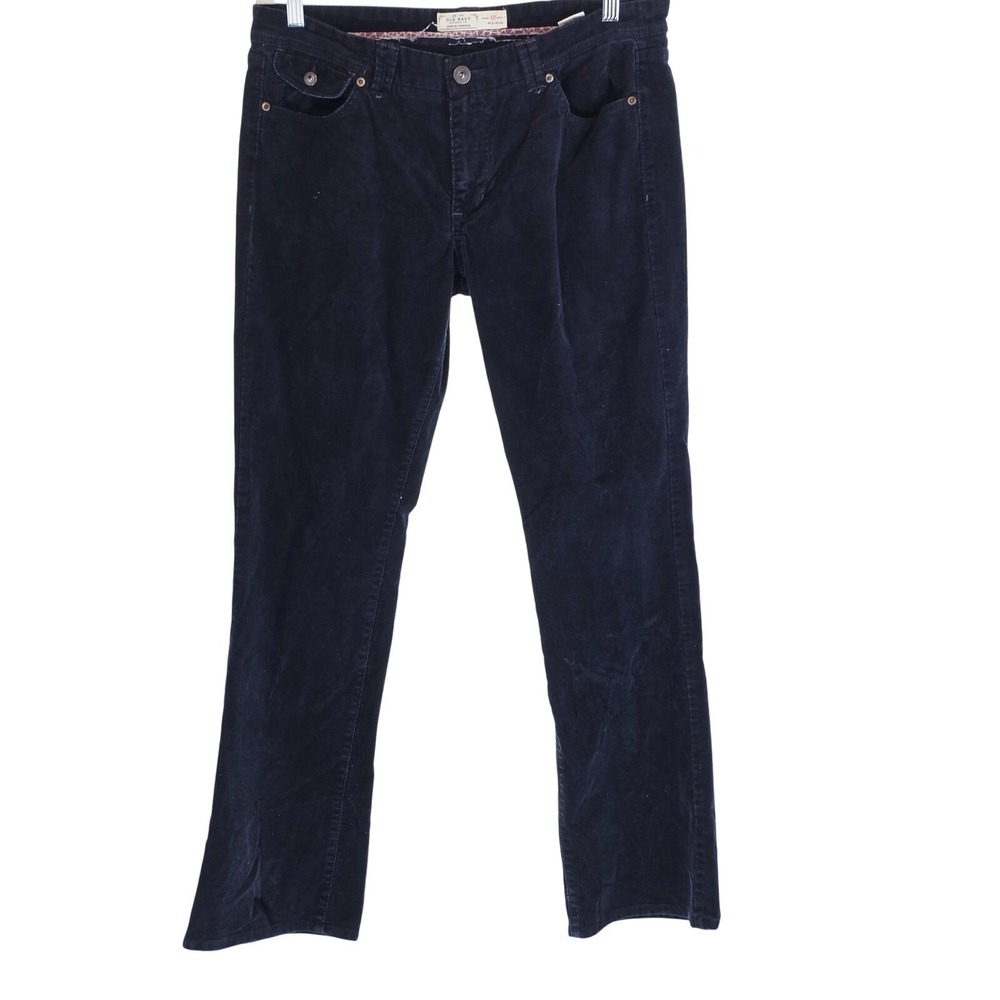 Old Navy Pants Womens 12 Blue Corduroy Mid Rise Stretch Straight Casual Y2K Chic
